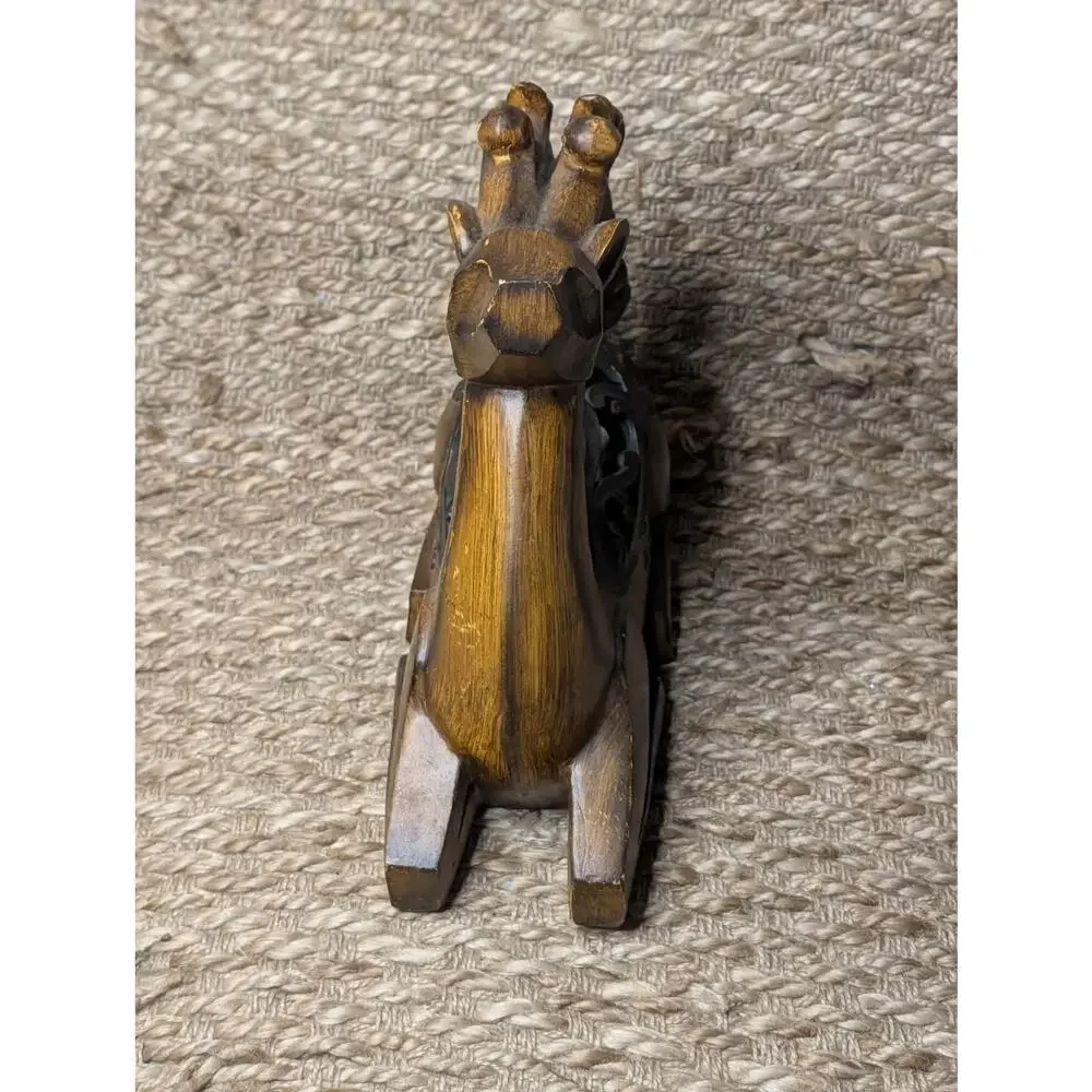 Hobby Lobby Rustic Christmas Reindeer Sculpture Stained Wood Look Holiday Decor